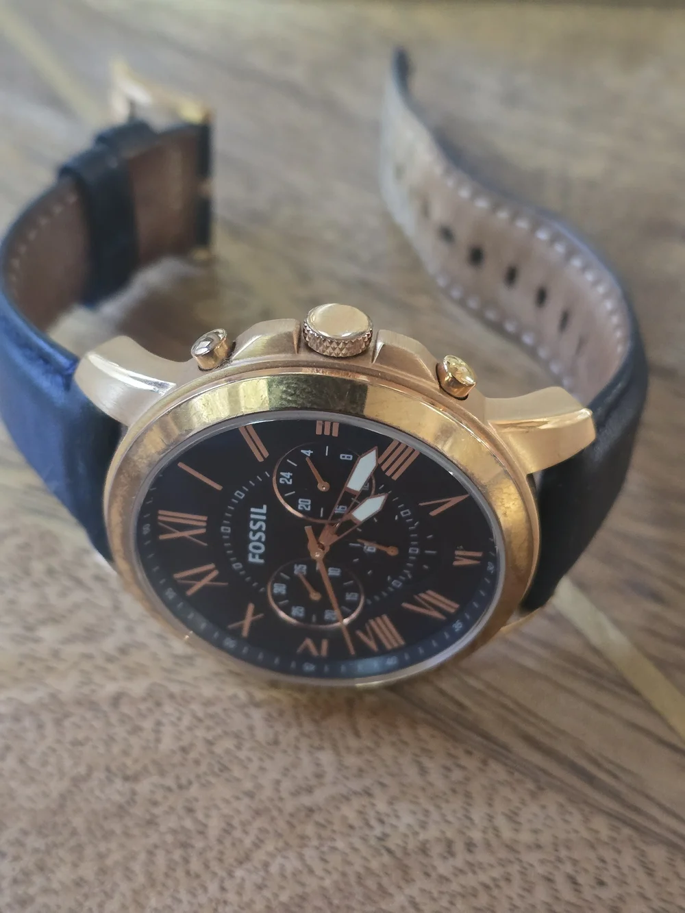 Fossil Men's Blue Leather Chronograph Watch - Navy